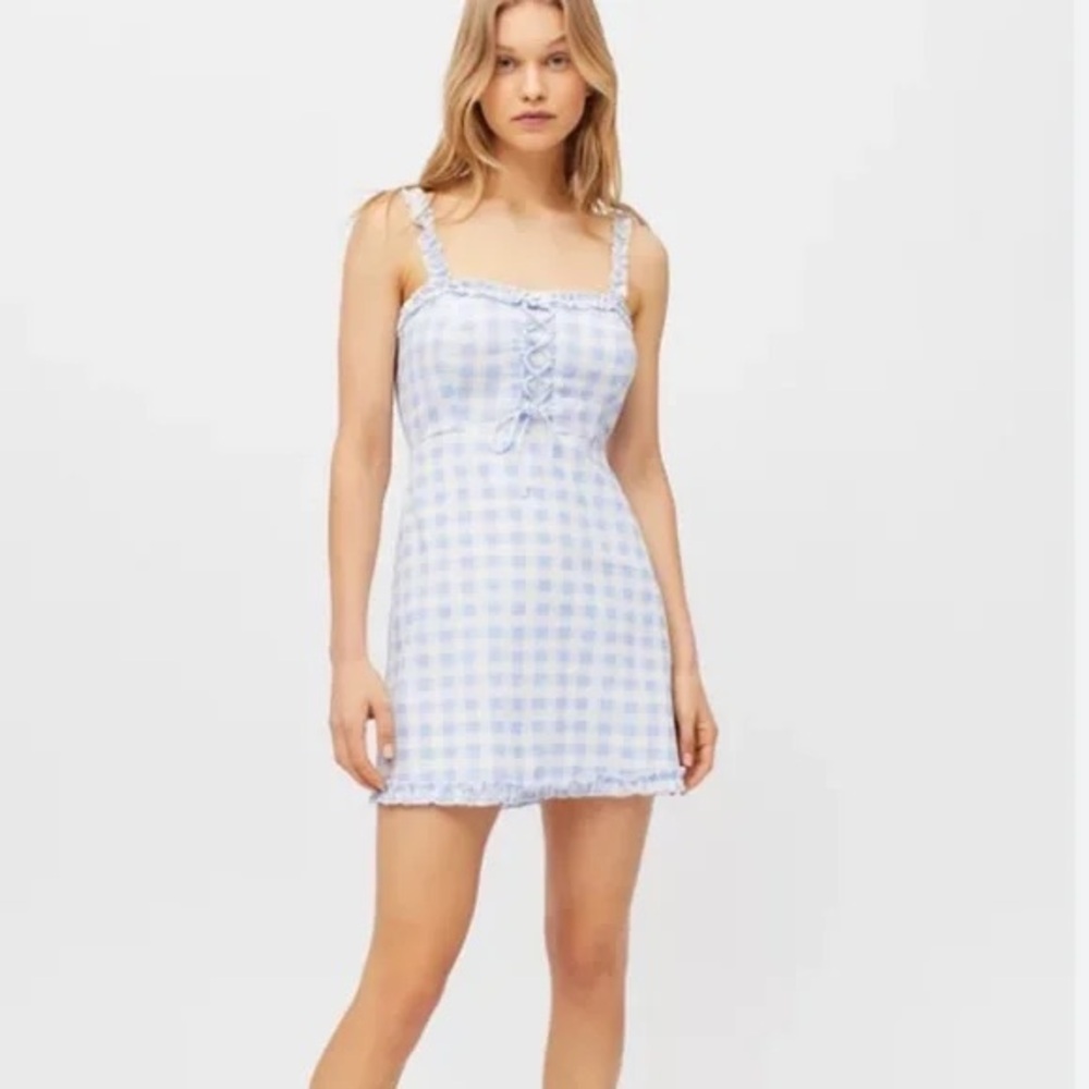 Urban Outfitters Gingham Ruffle Corset Dress size Large